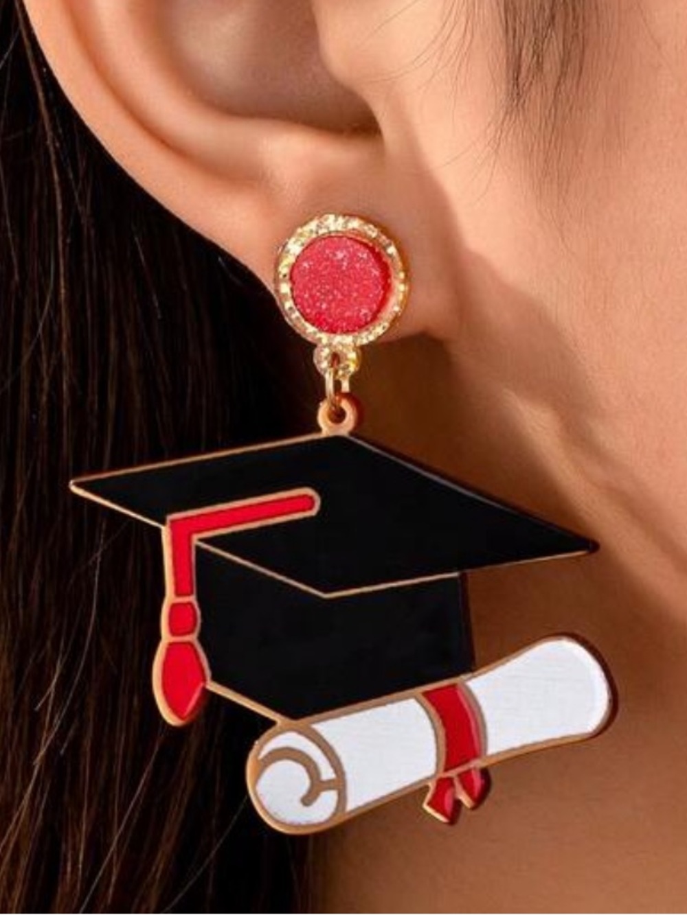 Acrylic Cap and Diploma Earrings